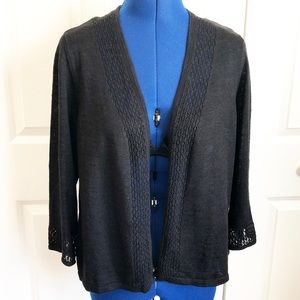 Charter Club Black Open 3/4 Sleeve Sweater